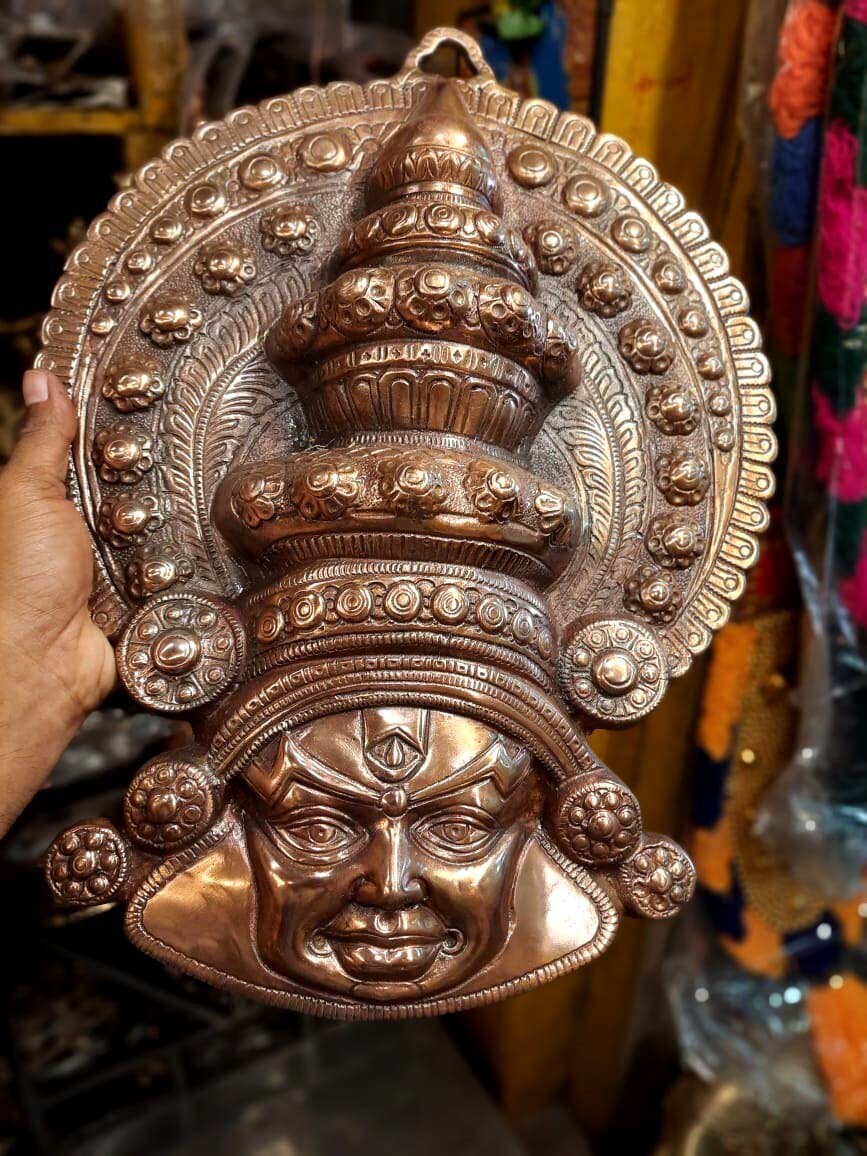 Black Metal Kathakali , Brass Wall Art, Home Decor, Decorative show piece, Kerala Kathakali Mask