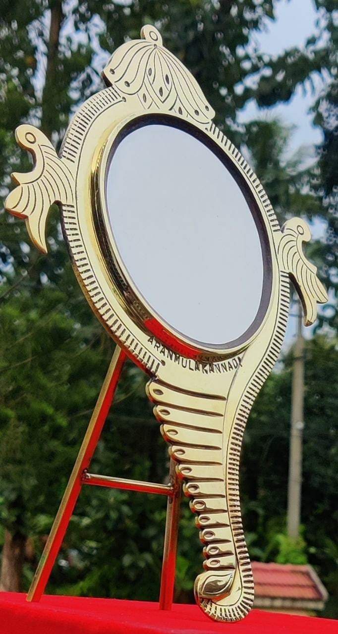 Aranmula Mirror, Original Aaranmula Kannadi Handmade, Conch with back stand large old model, Home decor, Metal mirror, Divine with Hologram