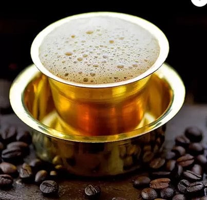 Brass Coffee Traditional Filter + 4 nos Brass Tumbler and Dabara set / Kumbakonam Degree Coffee Filter/ Traditional /