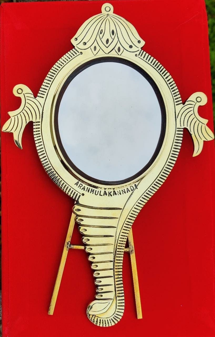 Aranmula Mirror, Original Aaranmula Kannadi Handmade, Conch with back stand large old model, Home decor, Metal mirror, Divine with Hologram