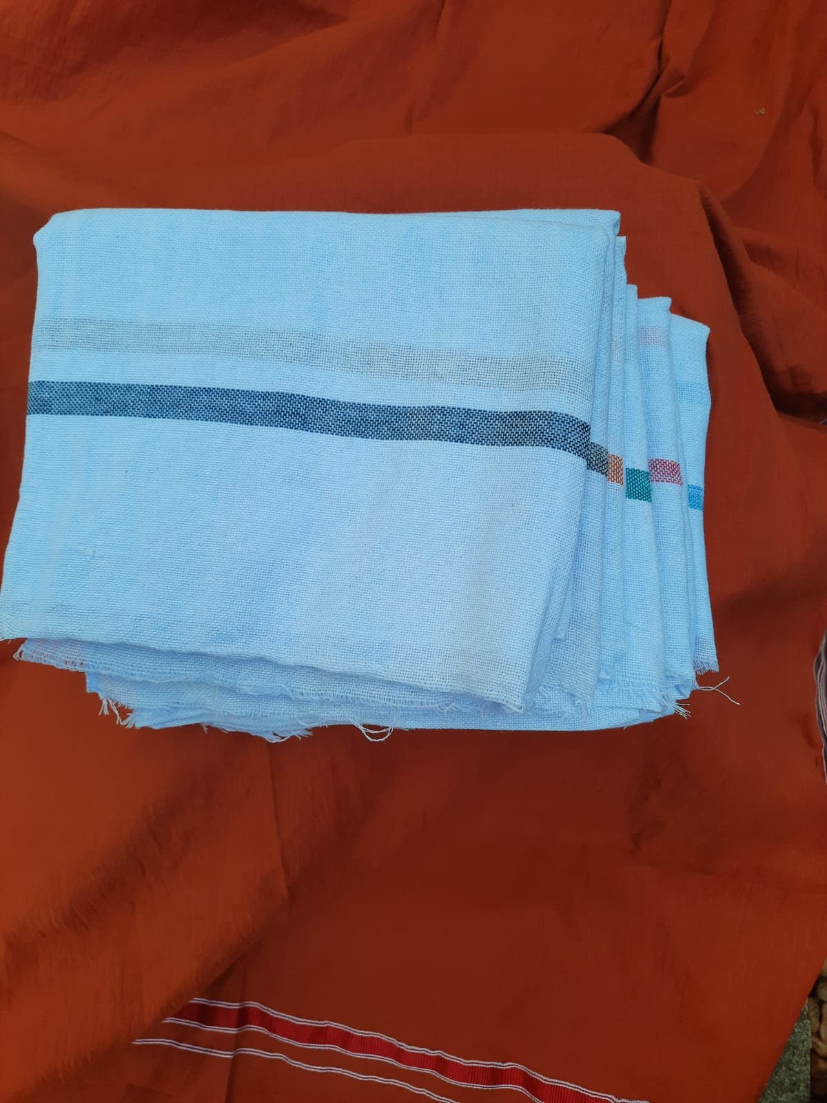 Kerala Original Thorthu, Kerala real Bath Towel, Cotton Towel 8 Nos, Traditional White Soft Cotton, Border Stitched, Naadan thorthu