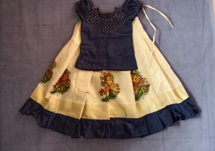 Pattu Pavadai Blouse for age 1 Month - 15 years Girl child traditional wear, Kids Indian Silk Frock,Onam,Vishu, Christmas,Birthday,Marriage