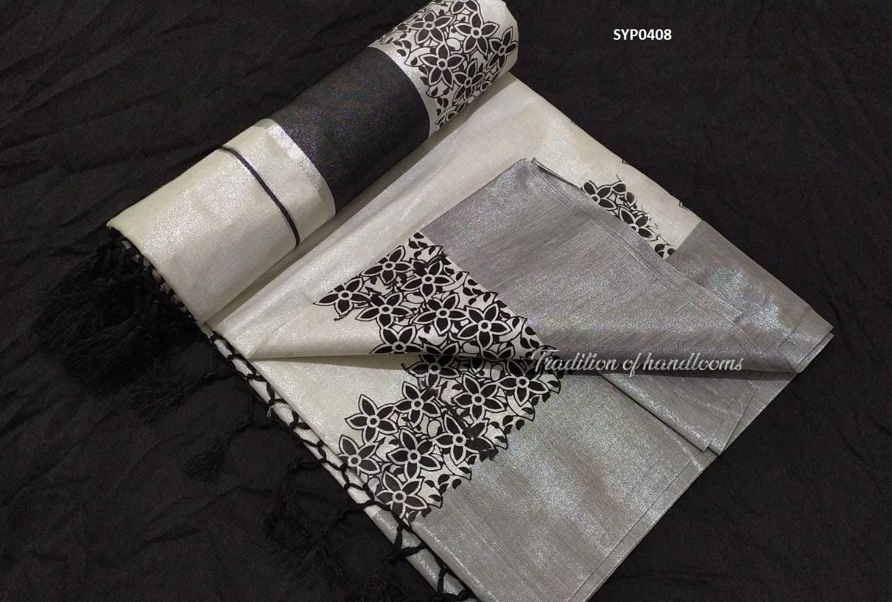 Kerala Traditional Tissue Kunjalam Set Saree with Stitched Blouse / Handmade designs /Indian traditional /Onam, Birthday, Festival