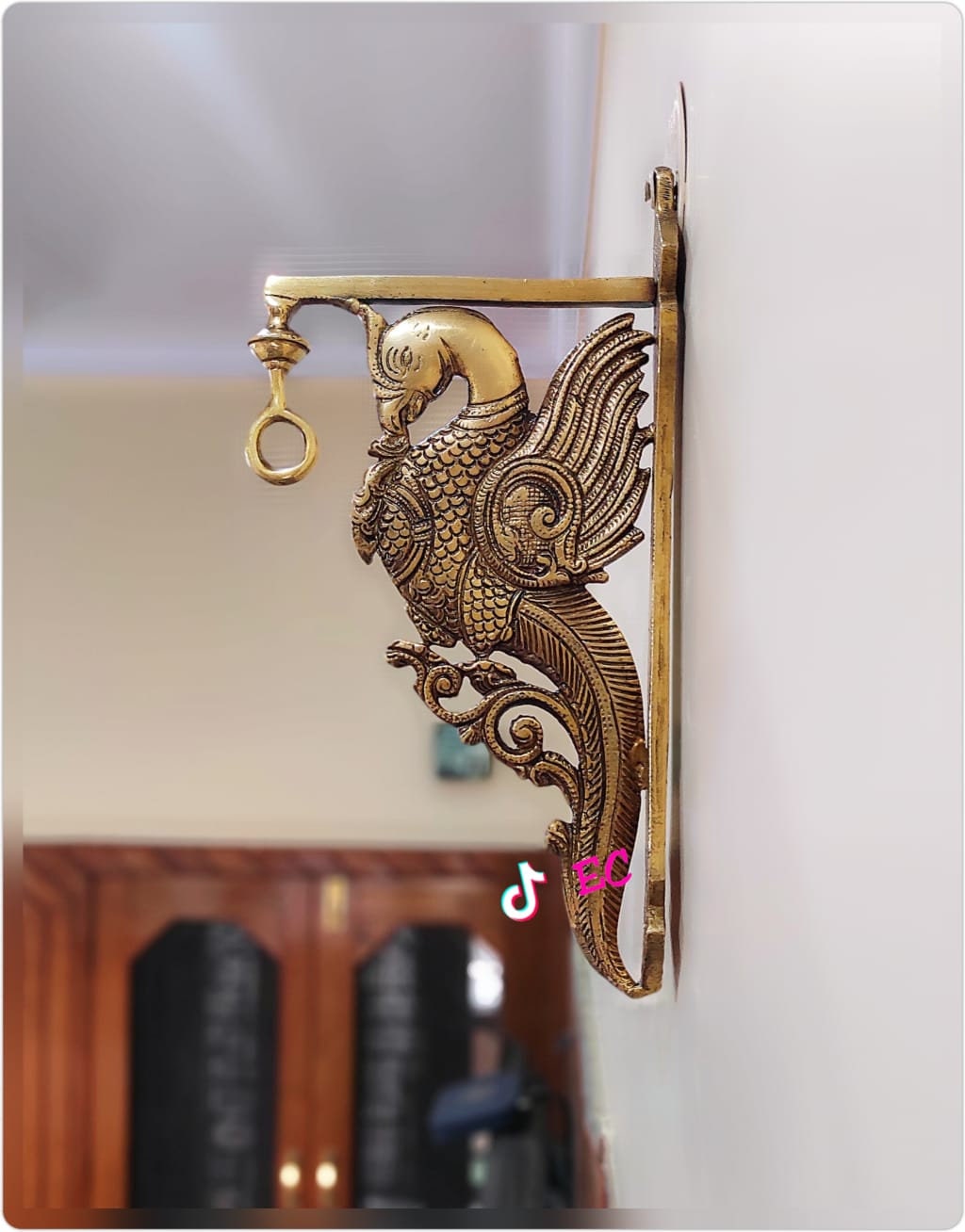 Handcrafted Parrot Design Brass Wall Hook With Base Plate,Peacock Model,Hanger,Wall Brass Bracket,Home Decor,Indian Traditional,Home Decor