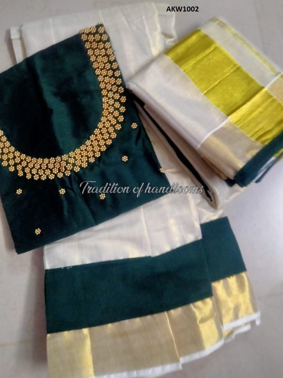 Kerala Golden Tissue Hand worked Davani Material, Skirt stitched and Blouse material / Stitched Blouse, Onam, Vishu Wear, Dhavani, Lehanka