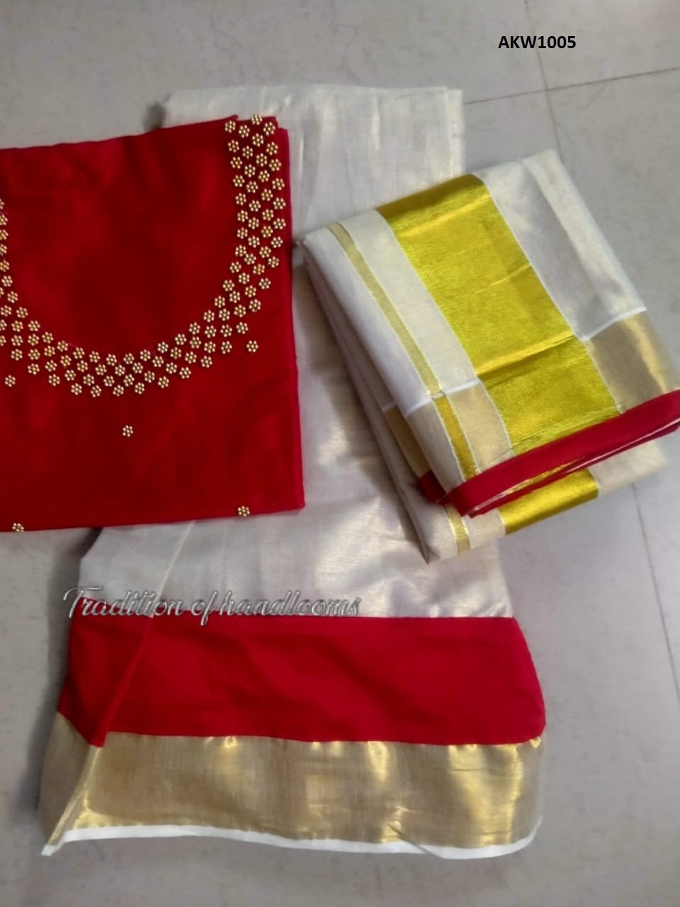 Kerala Golden Tissue Hand worked Davani Material, Skirt stitched and Blouse material / Stitched Blouse, Onam, Vishu Wear, Dhavani, Lehanka