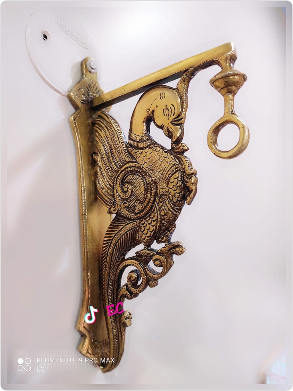 Handcrafted Parrot Design Brass Wall Hook With Base Plate,Peacock Model,Hanger,Wall Brass Bracket,Home Decor,Indian Traditional,Home Decor