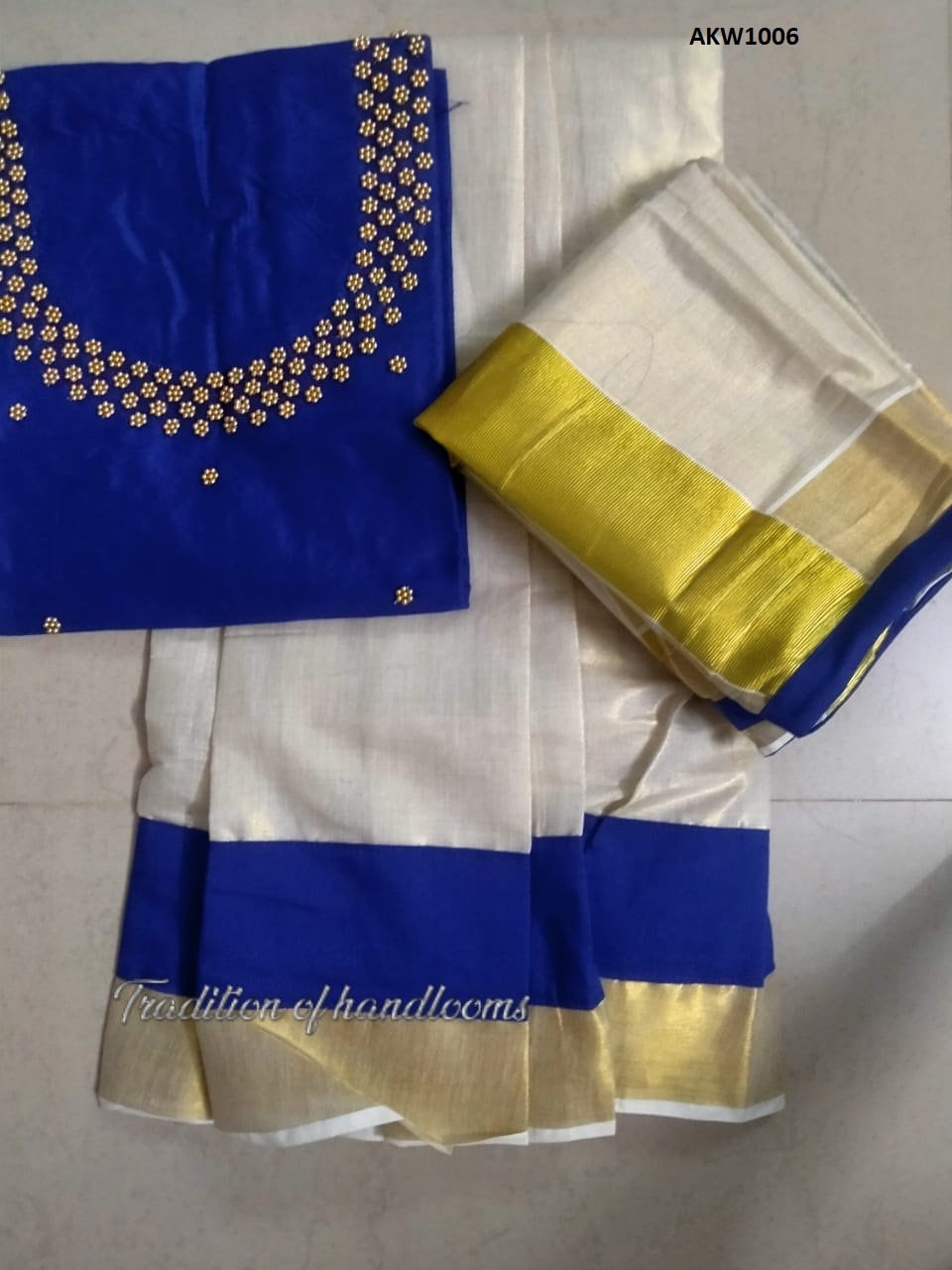 Kerala Golden Tissue Hand worked Davani Material, Skirt stitched and Blouse material / Stitched Blouse, Onam, Vishu Wear, Dhavani, Lehanka