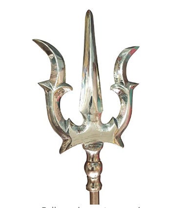 Brass Trishul of Lord Shiva, Brass Mahadev's Trisul for Pooja, Soolam for Temple Goddesss Amman Shiva Shakti, Lord Shiva's divine Trident