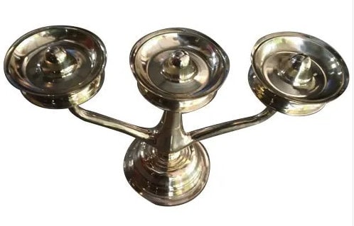 Kavara Vilakku/ Kerala Traditional Bronze Oil Lamp/Three Branch Oil Lamp/ Sastha vilakku/kerala Tamilnadu traditional, Decorative piece