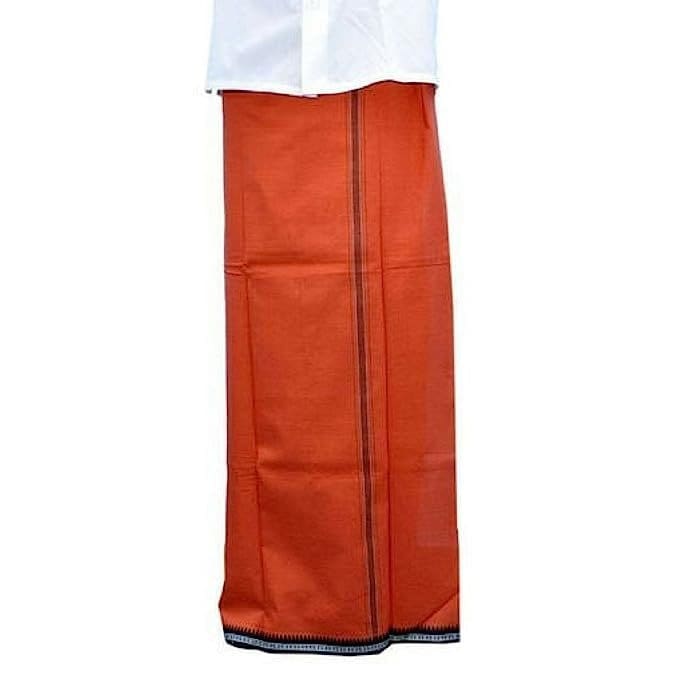 Men's Cotton Kerala's Kavi/Saffron Dhothi , Saffron Bath towel, Mundu for pooja occasion, Home Wear Dhoti ,Temple /Devotional Wear