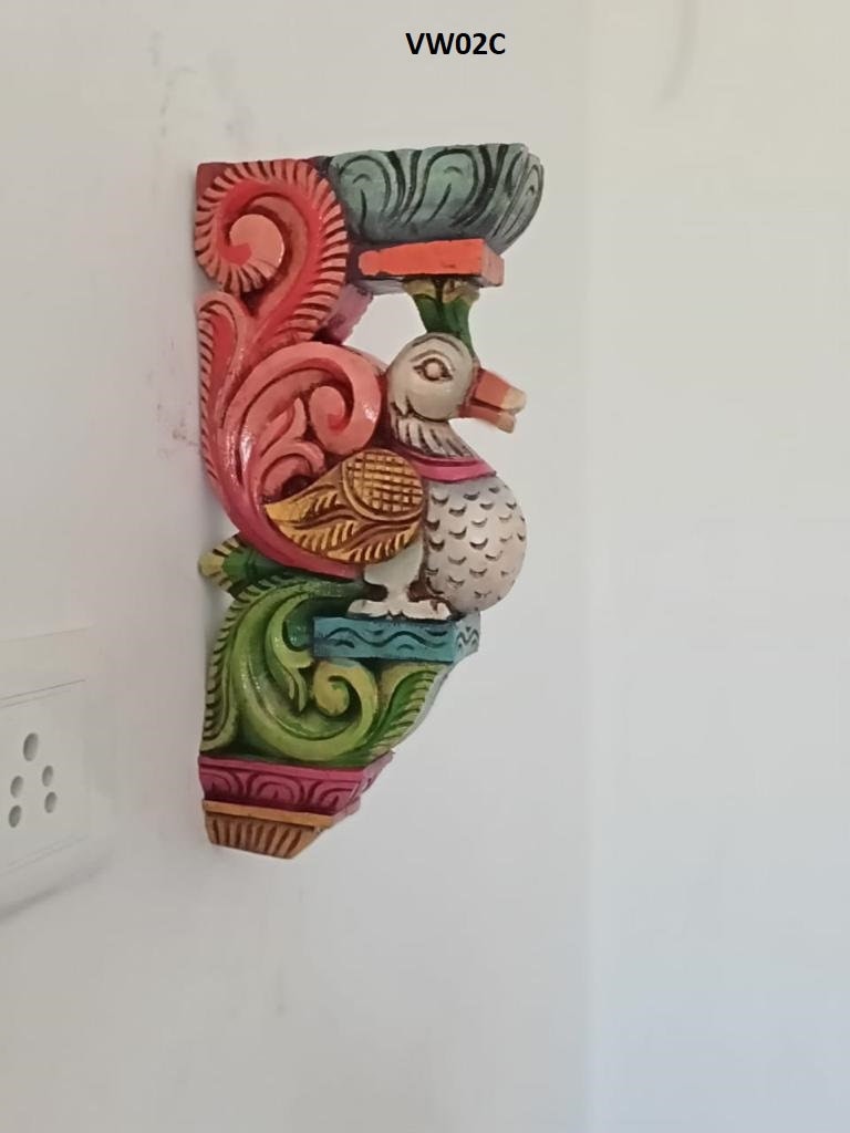 Wooden Hand Carved Wall Bracket Pair, Parrot Wall Bracket Pair ,Wooden corbel pair,Lamp Hanging Hook ,Door Entrance of House, Wall Decor