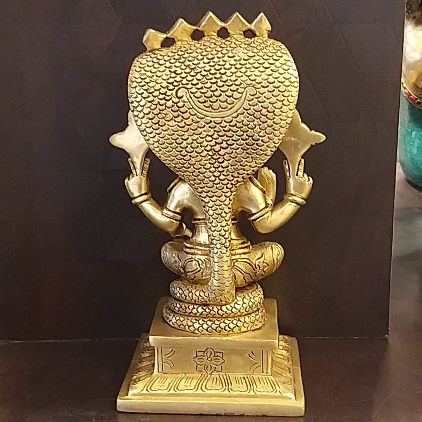 Brass Mahavishnu sitting on Anantha, ,Sitting Posture,Temple Decor, Vaishnava god, For pooja room/ Home decor/House warm gift