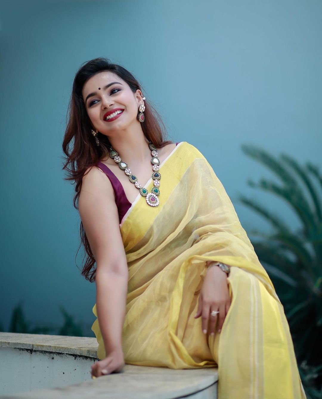 Golden bridal tissue set mundu with tussels 2.80 /Stitched or Non Stitched Blouse /Indian traditional / Handmade designs/Vishu/Onam Dress