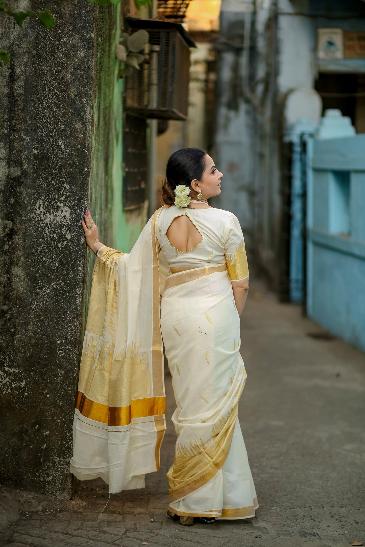 Kerala Fire Embroidery Cotton Saree 6.25 mtr, Kerala Saree, Vishu Saree ,Onam Saree / Handmade designs, Pooja, Festivals, Special Occasions