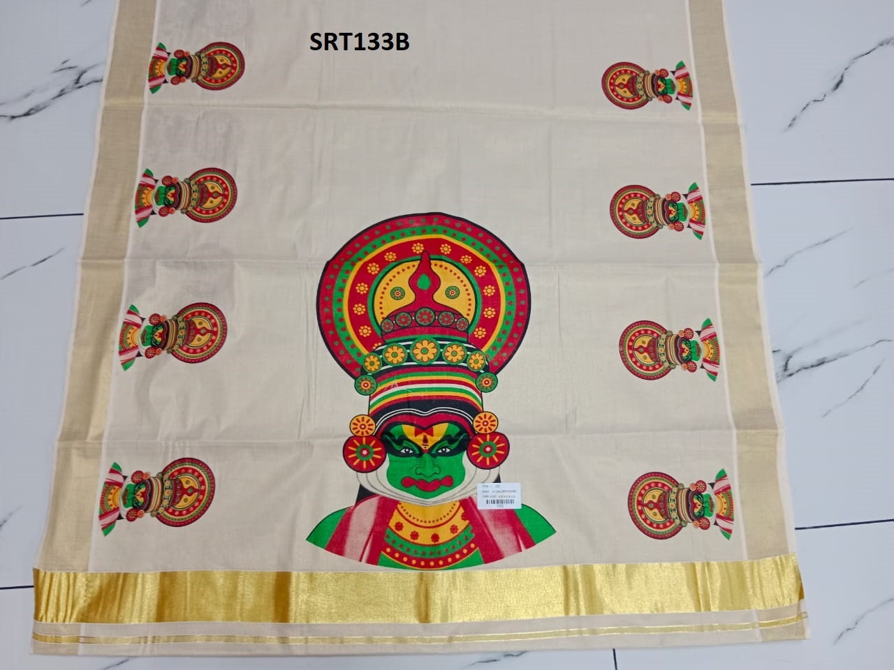 Kerala Big mural Kathakali golden tissue saree 6.25mtr,Kerala Saree,Vishu Saree,Traditional Onam Saree ,Handmade Designs,Pooja,Festivals