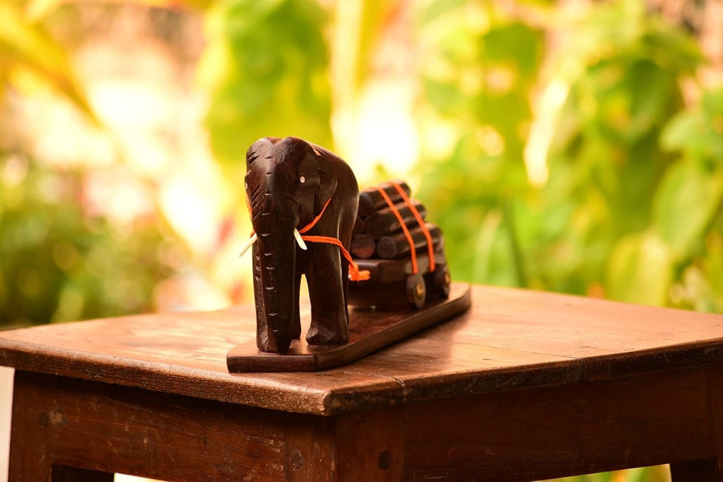 Wood cart Elephant with Baby ,Log pulling Elephant,Wooden curiosity item,home and office Table decor, Showpiece ,Handmade, Handicraft