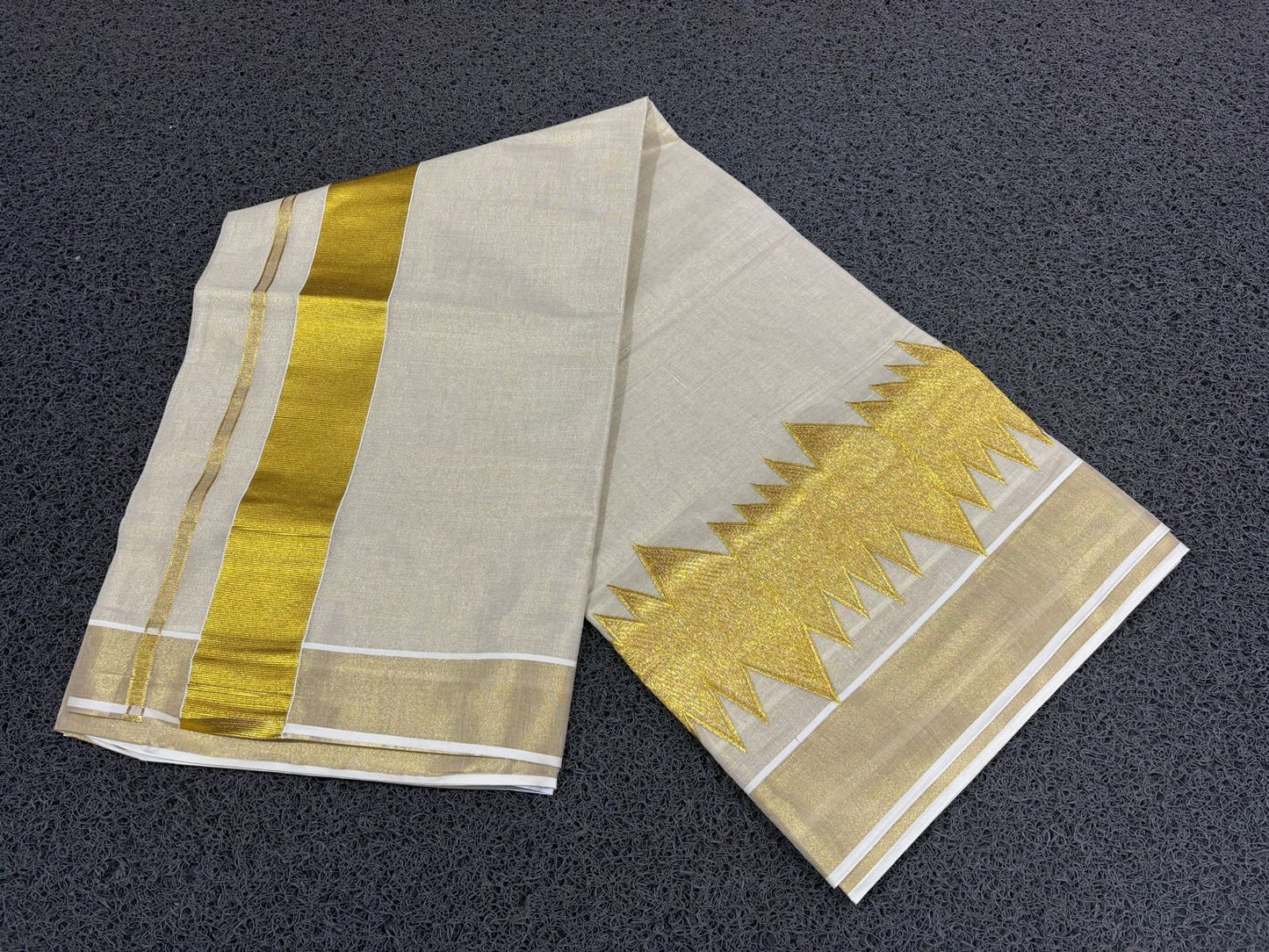 Kerala Embroidered tissue Saree with Stitched Blouse or Blouse Material for Birthday occasions, wedding, Onam,Vishu,Christmas,Ramdan.
