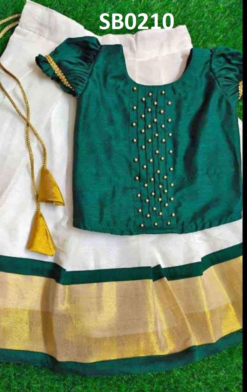 Kerala New born baby's,Kids,Girls Onam wears,age 1 - 15 years wear,Kerala Pattu Pavada,Traditional wear,Onam Collections,Skirt Blouse set
