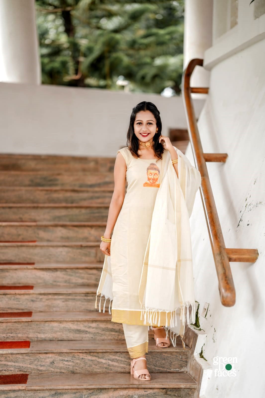 Golden Tissue Mural Churidar / Stitched or Material / Onam Special Dress, Pooja, Marriage, Birthday Wear, Kerala Kasavu Set Salwar