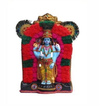 Guruvayoorappan Idol in Fibre ,Lord Vishnu with 4 hands,Vanamala krishnan, Vishu,Vintage Style Wall Decor , Kerala Traditional Home Decor,