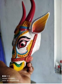 Wooden bull head, Wall hanging, Home Decor, Sculpture Indian Home Decor, Animal Head wall decor