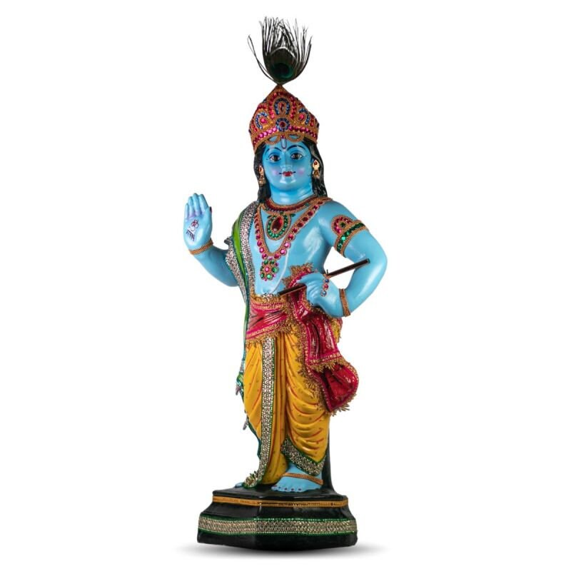 Blessing Lord Sree Krishna Idol in Fibre, Krishna Murti, Home Decor, Vishu, Onam, Vintage Style Wall Decor, Height 90 CM