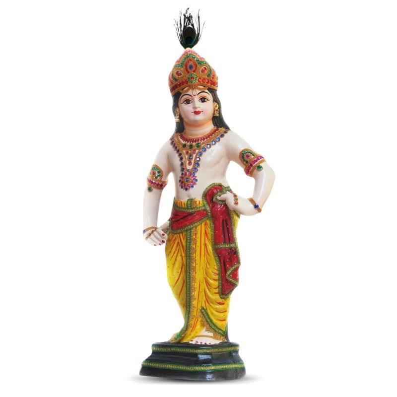 Lord Sree Krishna Idol in Fibre, Krishna Murti, Home Decor, Vishu, Onam, Vintage Style Wall Decor, Height 86 CM