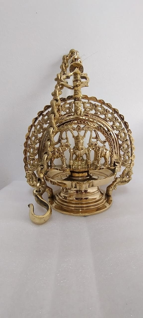 Traditional Kerala Brass Gajalakshmi Vilakku, Hanging Diya,Brass Oil Lamp , Payyannoor Lakshmi Diya,Diya for Pooja, Home Decor ,Brass Diya,