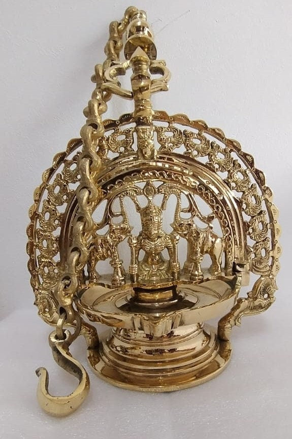Traditional Kerala Brass Gajalakshmi Vilakku, Hanging Diya,Brass Oil Lamp , Payyannoor Lakshmi Diya,Diya for Pooja, Home Decor ,Brass Diya,